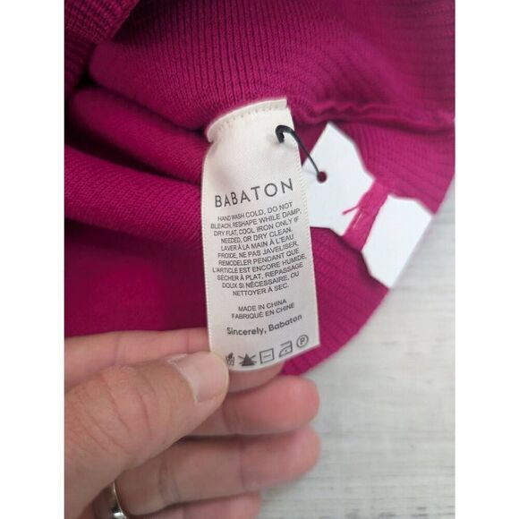 Babaton Sculpt Magenta Knit Cropped Top women's Medium square neck minimalist - Picture 4 of 6